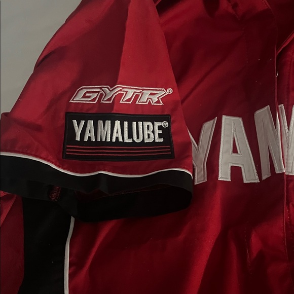 Yamaha top blouse, snap Front red black shirt - Picture 7 of 11